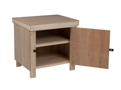 Wooden Eucalyptus hardwood top workbench with lockable cupboard (V.9) with double shelf