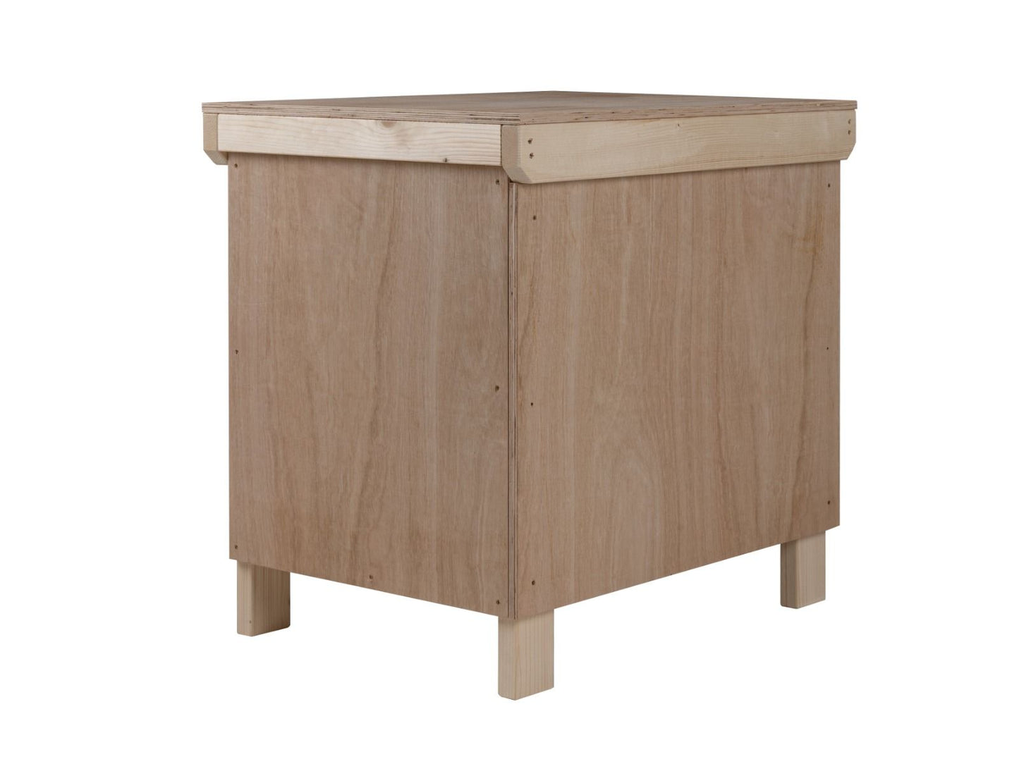 Wooden Eucalyptus hardwood top workbench with lockable cupboard (V.9) with double shelf