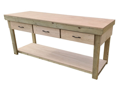 Wooden Eucalyptus hardwood workbench, tool cabinet with drawer (V.1)
