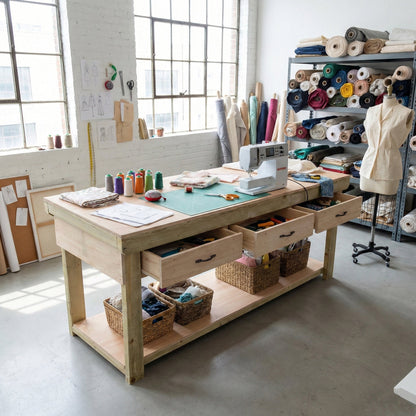 Wooden Eucalyptus hardwood workbench, tool cabinet with drawer (V.1)