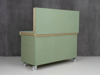 Wooden UniMDF Moisture Resistant Workbench With Lockable Cupboard (V.9) With Back panel, Wheels