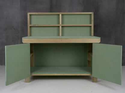 Wooden UniMDF Moisture Resistant Workbench With Lockable Cupboard (V.9) With Back panel