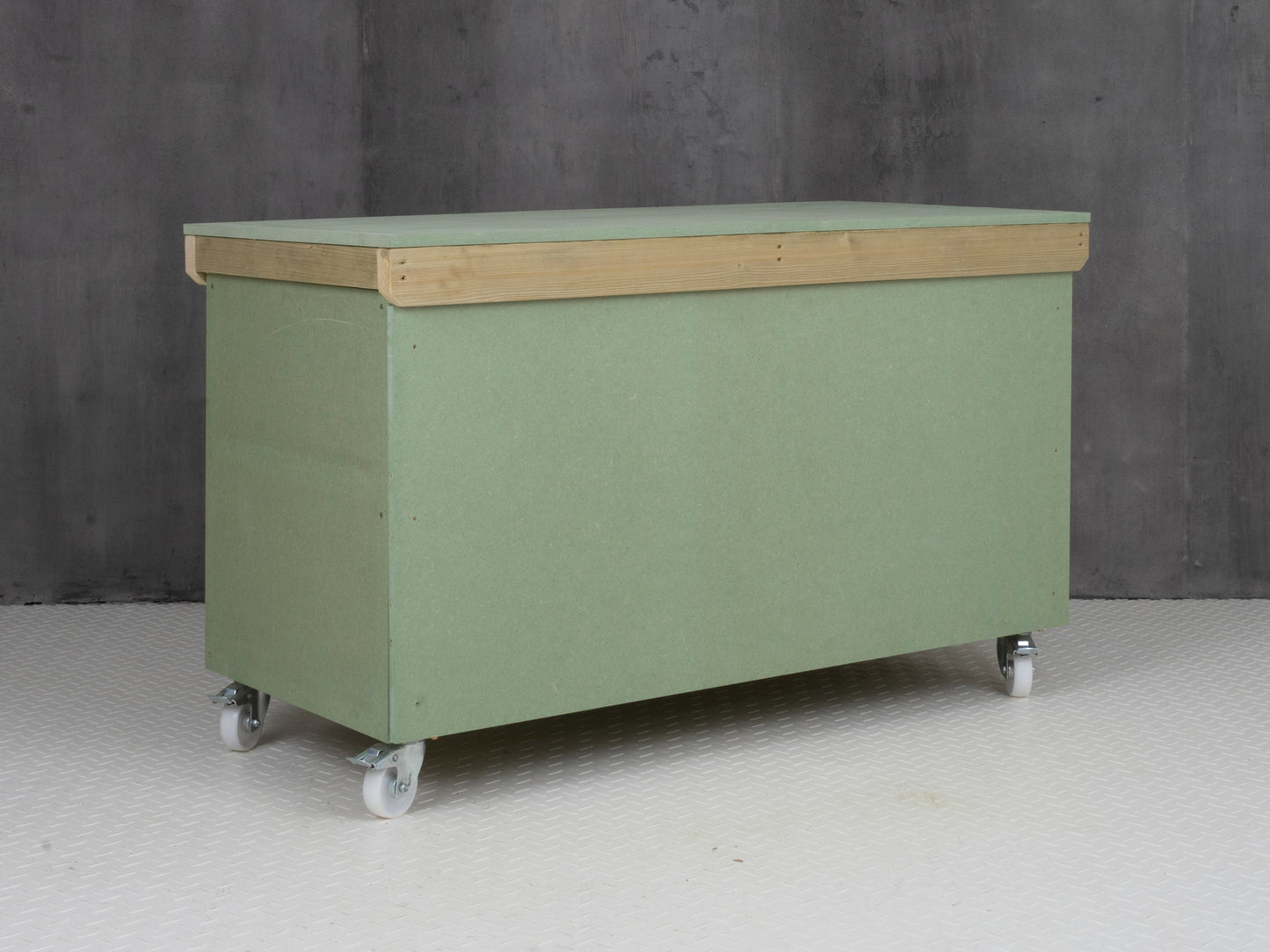 Wooden UniMDF Moisture Resistant Workbench With Lockable Cupboard (V.9) With Wheels