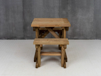 Yews Space Saving Picnic Table and Benches Set - Rustic Finish