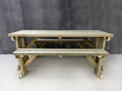 Yews Space Saving Picnic Table and Benches Set