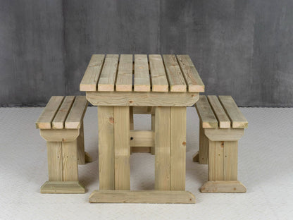 Yews Space Saving Picnic Table and Benches Set