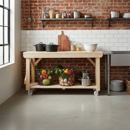 Acorn Wooden Workbench With Wheels