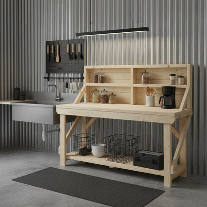 Acorn Wooden Workbench With Back Panel