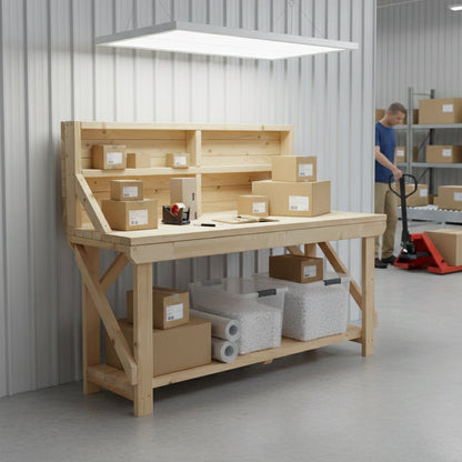 Acorn Wooden Workbench With Back Panel