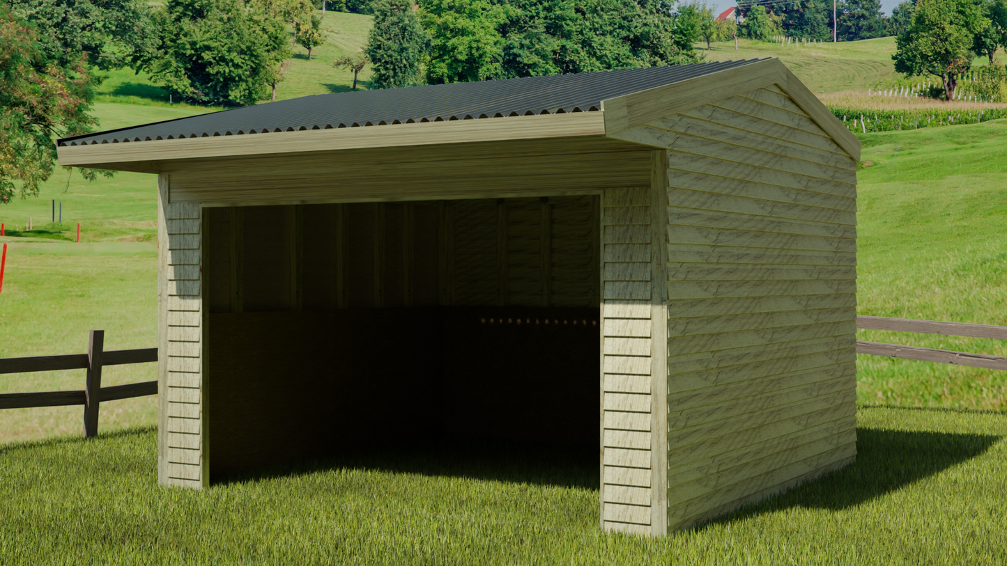 Animal Field Shelter V.6 Open Front/Apex Roof