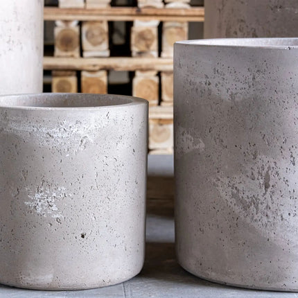 Aurella | Truffle – 30cm Medium Concrete Cylinder Planter – 13L Round Plant Pot