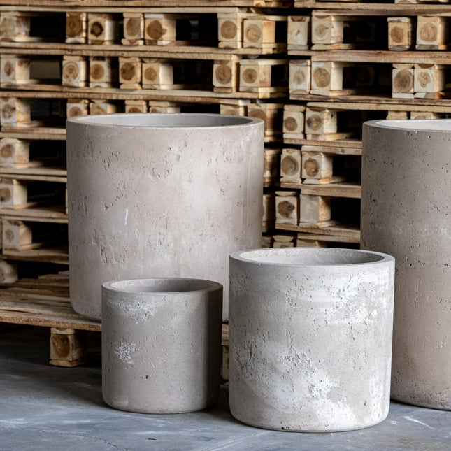 Aurella | Truffle – 55cm X Large Concrete Cylinder Planter – 93L Round Plant Pot