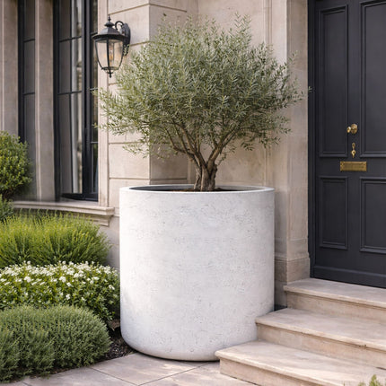 Aurella | White Mist – 100cm XXL Concrete Cylinder Planter – 621L Round Plant Pot