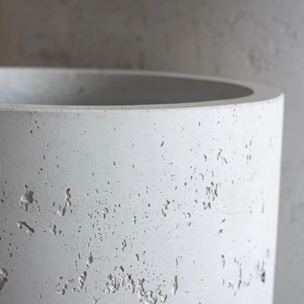 Aurella | White Mist – 40cm Large Concrete Cylinder Planter – 34L Round Plant Pot