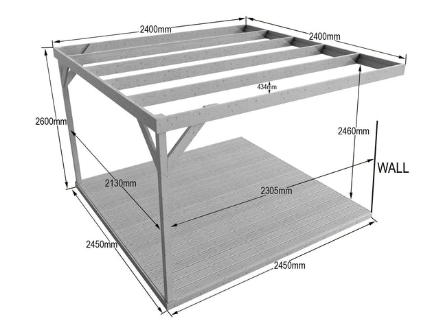 Wall-mounted Box Pergola and Decking Kit