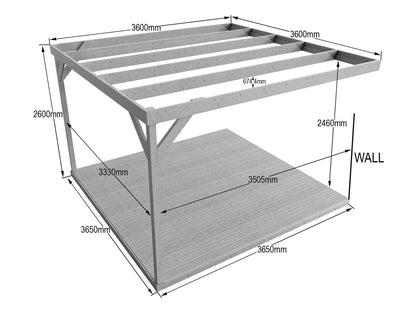 Wall-mounted Box Pergola and Decking Kit