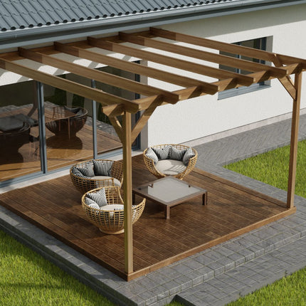 Wall Mounted Pergola and Decking Kit Chamfered Design