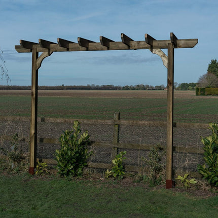 Chamfered Single Beam Pergola, Plant Climbing Arbour - Sculpted brace