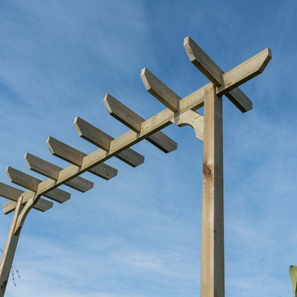 Chamfered Single Beam Pergola, Plant Climbing Arbour - Sculpted brace