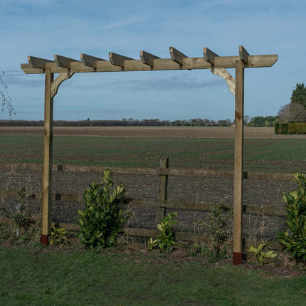 Chamfered Single Beam Pergola, Plant Climbing Arbour - Sculpted brace