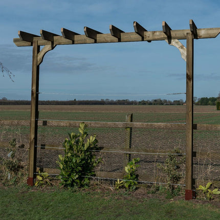 Chamfered Single Beam Pergola, Plant Climbing Arbour - Sculpted brace