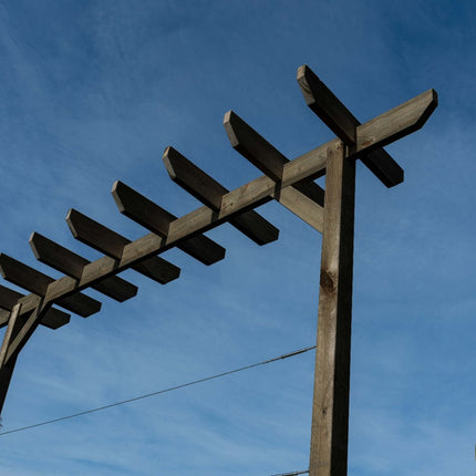 Chamfered Single Beam Pergola, Plant Climbing Arbour - Sculpted brace