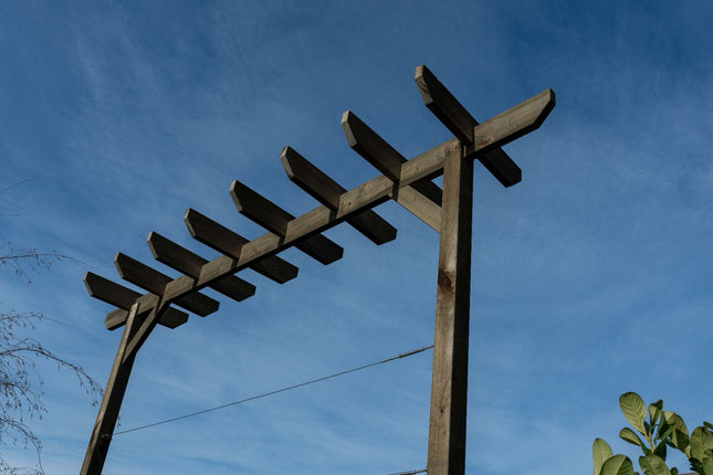 Chamfered Single Beam Pergola, Plant Climbing Arbour - Sculpted brace