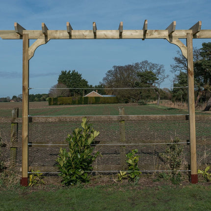 Chamfered Single Beam Pergola, Plant Climbing Arbour - Sculpted brace
