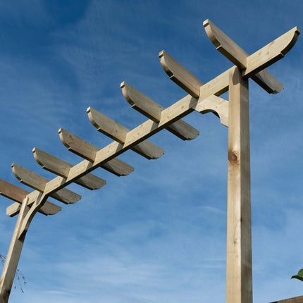 Corbel Single Beam Pergola, Plant Climbing Arbour - Sculpted brace