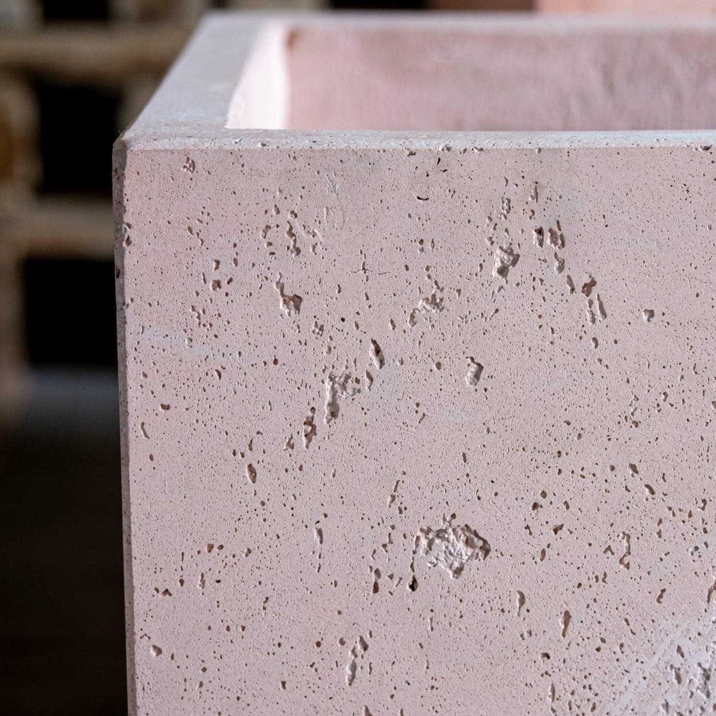 Cubrosa | Blushstone – 40cm Large Square Concrete Planter – 38L Cube Plant Pot