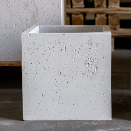 Cubrosa | White Mist – 55cm Large Square Concrete Planter – 115L Modern Plant Pot