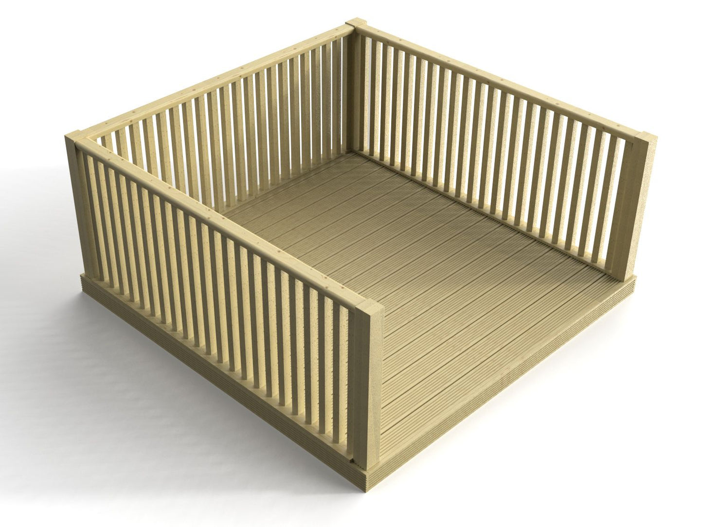 Decking Kit With Three Side Balustrade