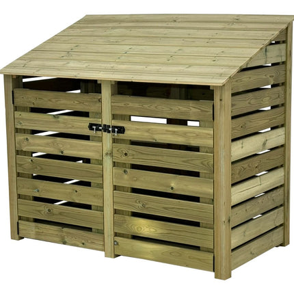 Premium Slatted Wooden Log Store with Doors W-146cm, H-126cm or 180cm, D-88cm