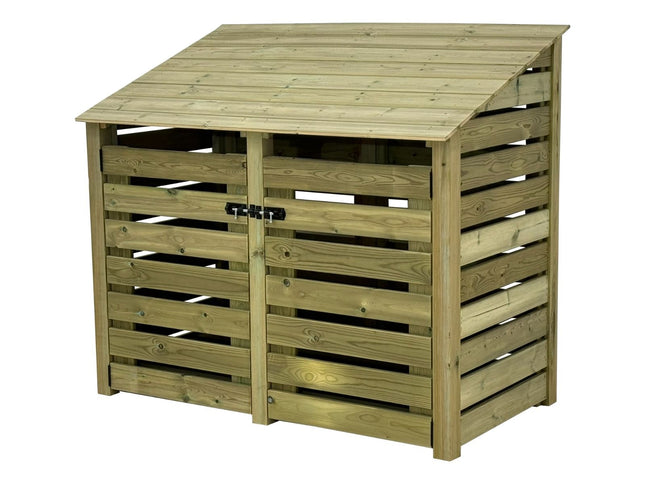 Premium Slatted Wooden Log Store with Doors W-146cm, H-126cm or 180cm, D-88cm