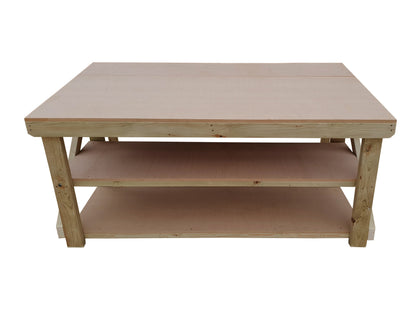 Wooden MDF Top Workbench With Extendable Working Surface and Double Shelf