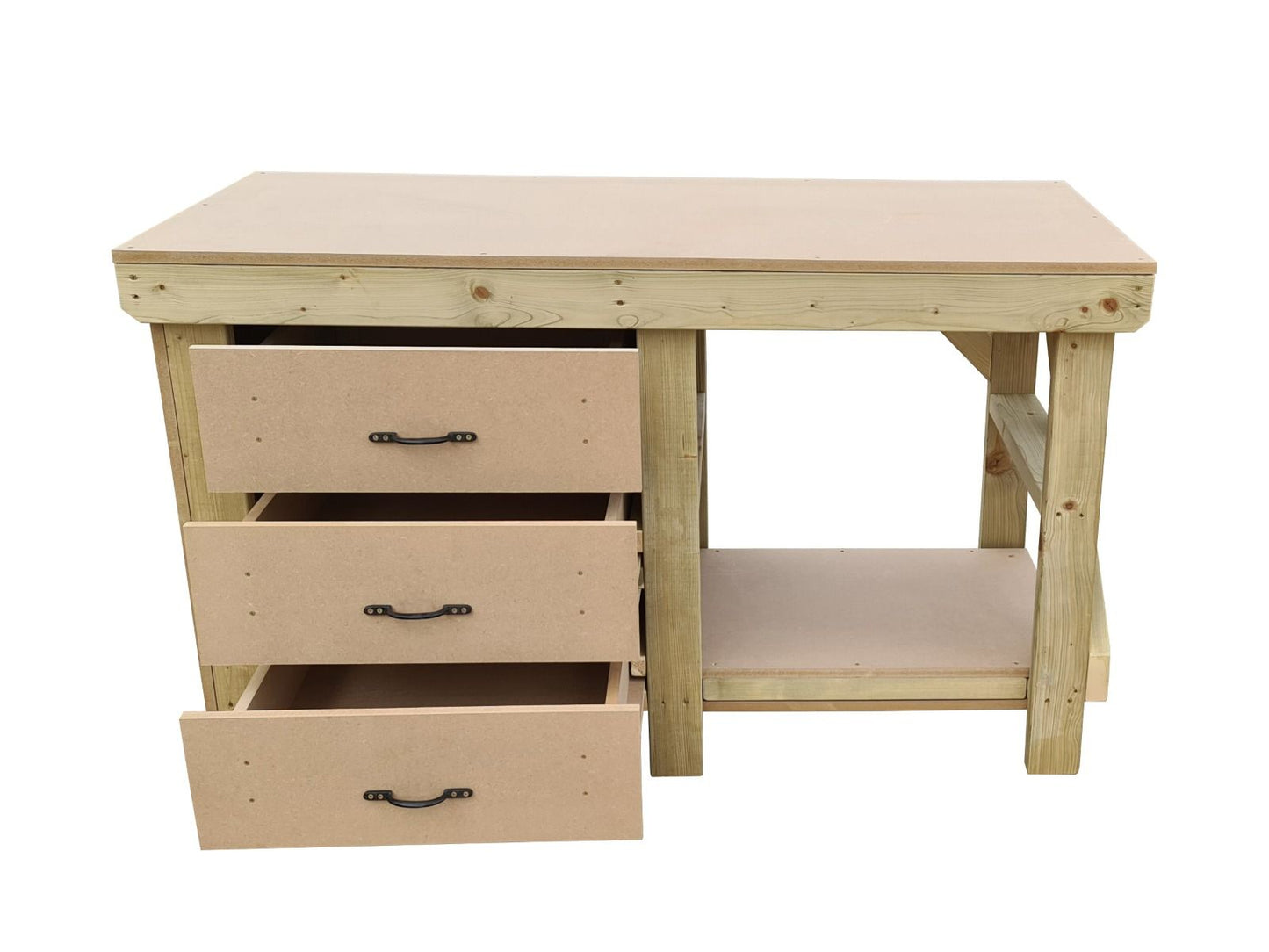 Wooden MDF top tool cabinet workbench with storage shelf (V.7)