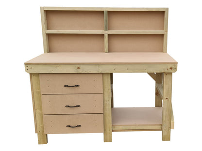 Wooden MDF top tool cabinet workbench with storage shelf (V.7) with back panel