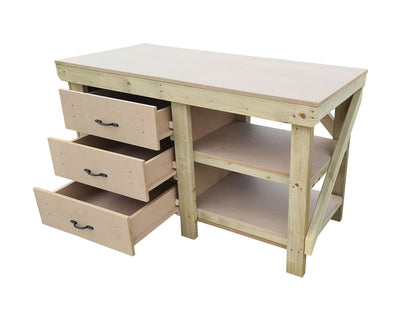 Wooden MDF top tool cabinet workbench with storage shelf (V.7) with double shelf