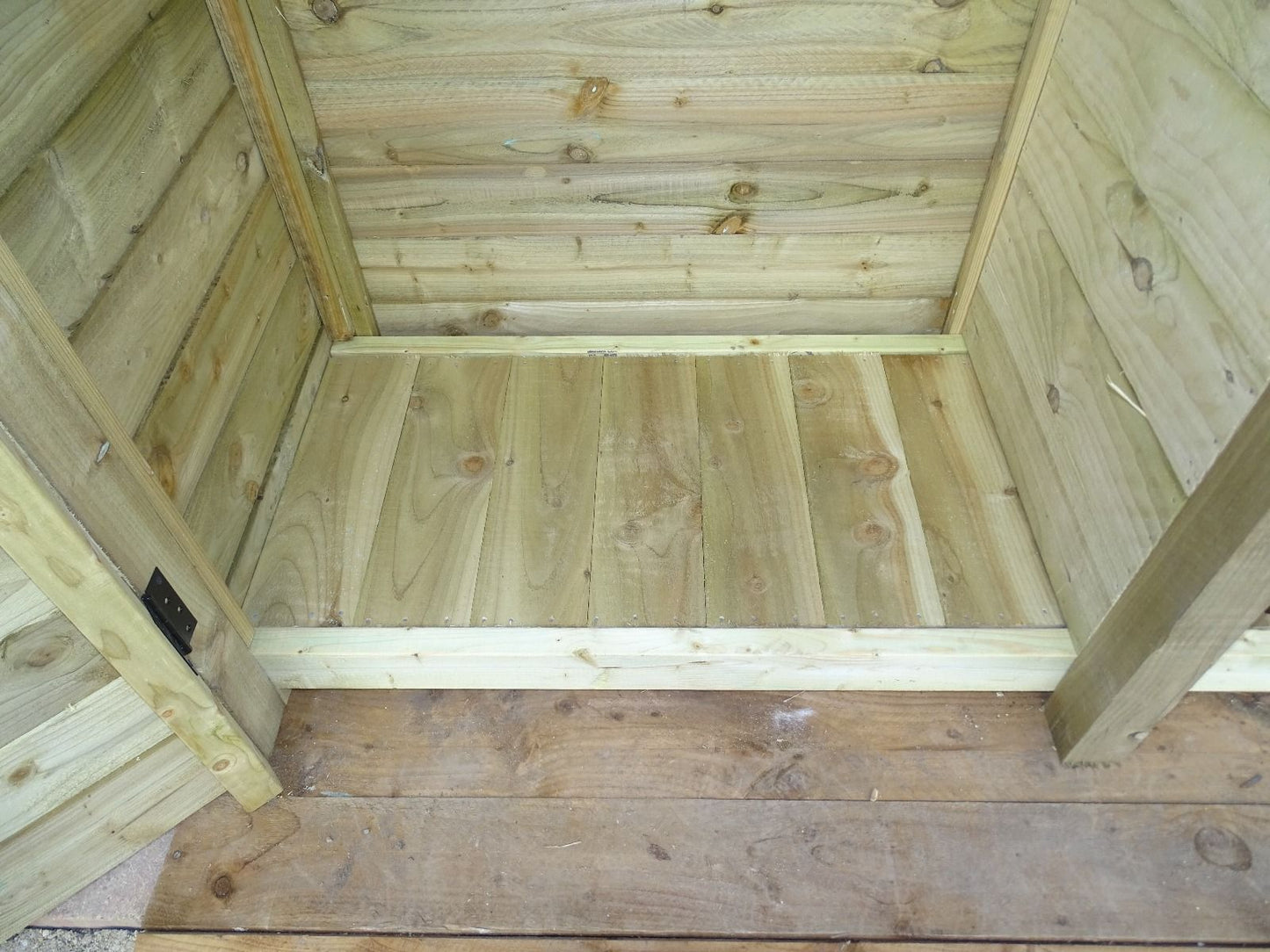 Wooden Garden Tool Storage with Shelf (Roof Sloping Back) W-99cm, H-126cm or 180cm, D-88cm