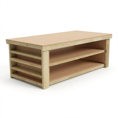 Wooden Workbench MDF Top with Extra shelving Depth-4ft With Double Shelf