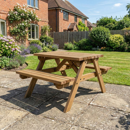 Fortem Pub Style Picnic Table and Benches Set - Rustic Finish