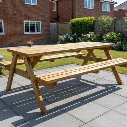 Fortem Pub Style Picnic Table and Benches Set - Rustic Finish