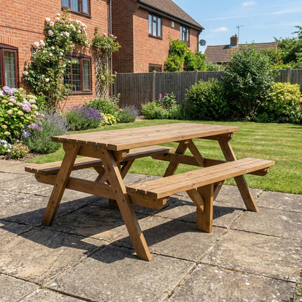 Fortem Pub Style Picnic Table and Benches Set - Rustic Finish