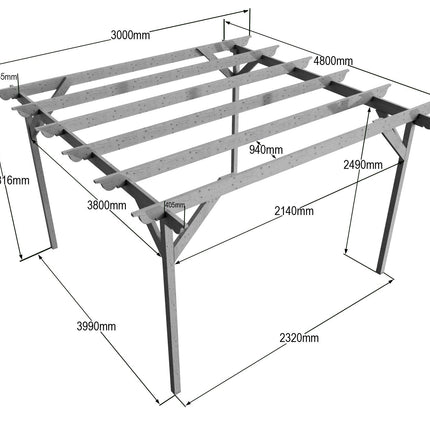 Chamfered Wooden Garden Pergola Kit