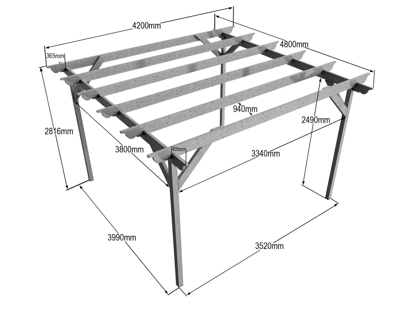 Chamfered Wooden Garden Pergola Kit