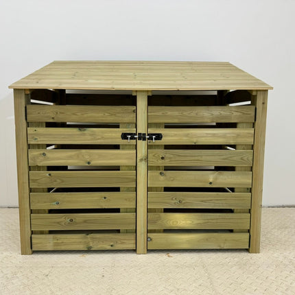 Premium Slatted Wooden Log Store with Doors W-146cm, H-126cm or 180cm, D-88cm