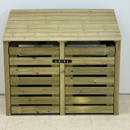 Premium Slatted Wooden Log Store with Doors W-146cm, H-126cm or 180cm, D-88cm