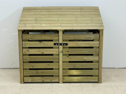 Premium Slatted Wooden Log Store with Doors W-146cm, H-126cm or 180cm, D-88cm