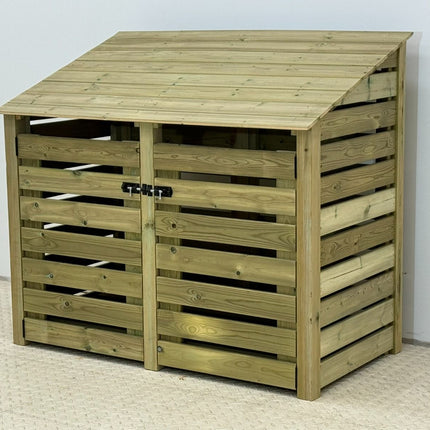 Premium Slatted Wooden Log Store with Doors W-146cm, H-126cm or 180cm, D-88cm