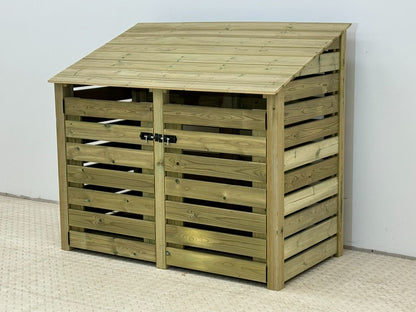 Premium Slatted Wooden Log Store with Doors W-146cm, H-126cm or 180cm, D-88cm